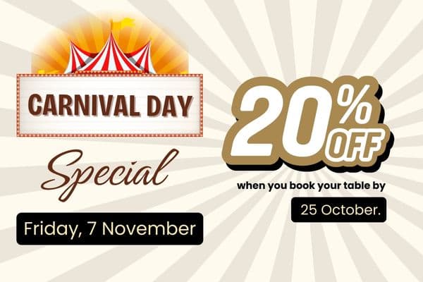 Carnival Day Special 20% Off